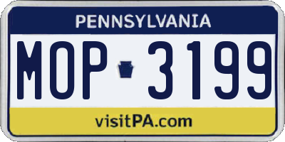 PA license plate MOP3199