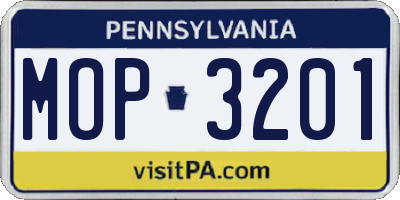 PA license plate MOP3201