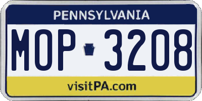 PA license plate MOP3208