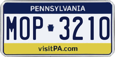 PA license plate MOP3210