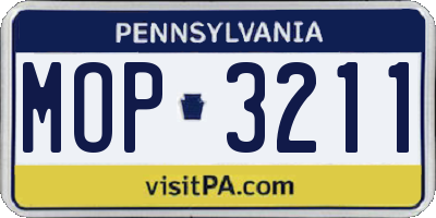 PA license plate MOP3211