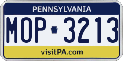 PA license plate MOP3213