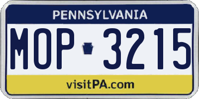 PA license plate MOP3215