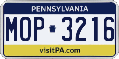 PA license plate MOP3216