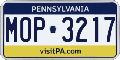 PA license plate MOP3217