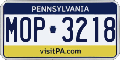 PA license plate MOP3218