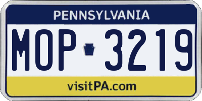 PA license plate MOP3219