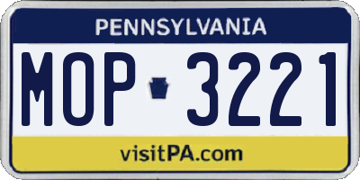PA license plate MOP3221