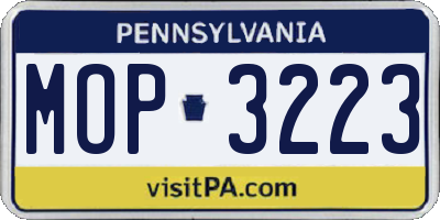 PA license plate MOP3223