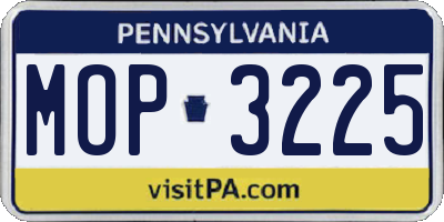 PA license plate MOP3225