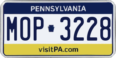 PA license plate MOP3228