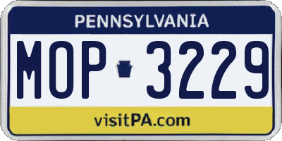 PA license plate MOP3229