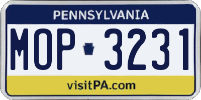 PA license plate MOP3231