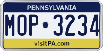 PA license plate MOP3234