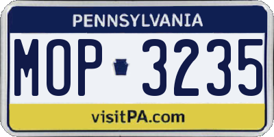 PA license plate MOP3235