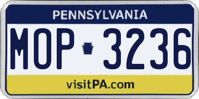 PA license plate MOP3236