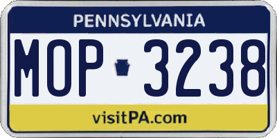 PA license plate MOP3238