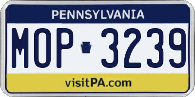 PA license plate MOP3239