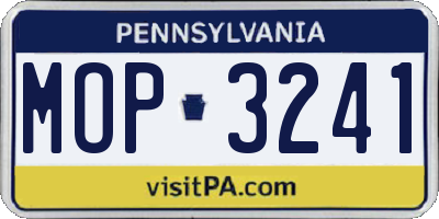 PA license plate MOP3241