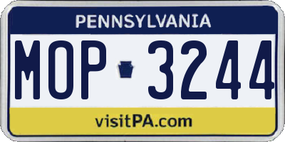 PA license plate MOP3244