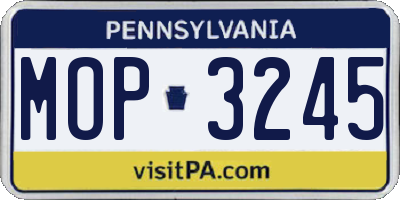 PA license plate MOP3245