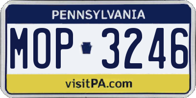 PA license plate MOP3246
