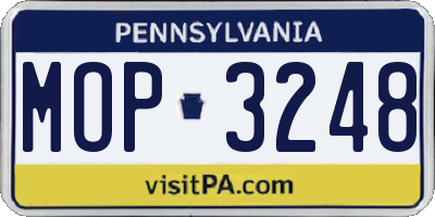 PA license plate MOP3248