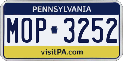 PA license plate MOP3252