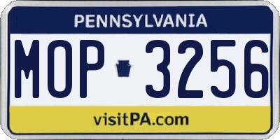 PA license plate MOP3256