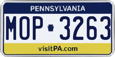 PA license plate MOP3263