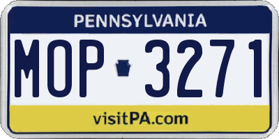 PA license plate MOP3271