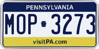PA license plate MOP3273