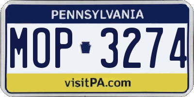 PA license plate MOP3274