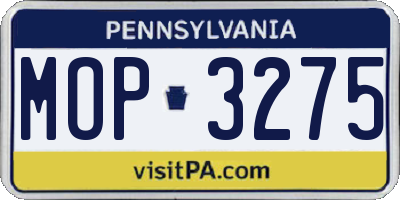 PA license plate MOP3275