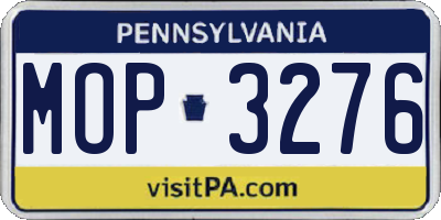 PA license plate MOP3276
