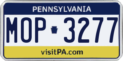 PA license plate MOP3277