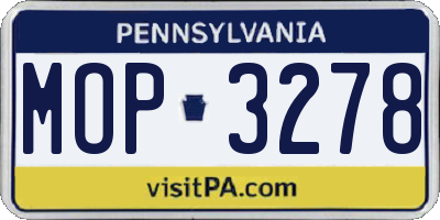 PA license plate MOP3278