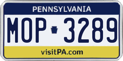 PA license plate MOP3289