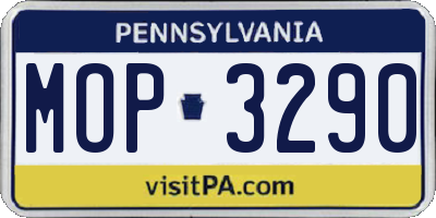 PA license plate MOP3290