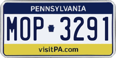 PA license plate MOP3291
