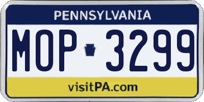 PA license plate MOP3299