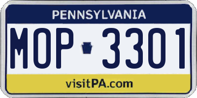 PA license plate MOP3301