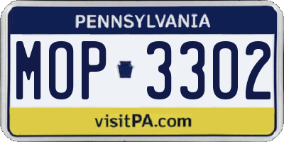 PA license plate MOP3302