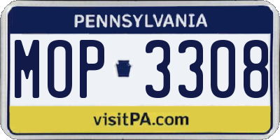 PA license plate MOP3308