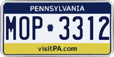 PA license plate MOP3312
