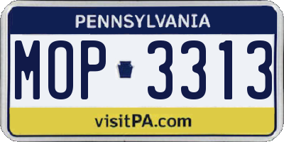 PA license plate MOP3313