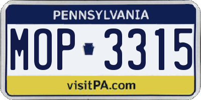 PA license plate MOP3315