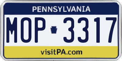 PA license plate MOP3317