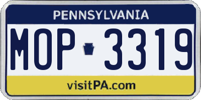 PA license plate MOP3319