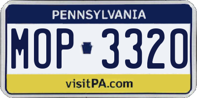 PA license plate MOP3320